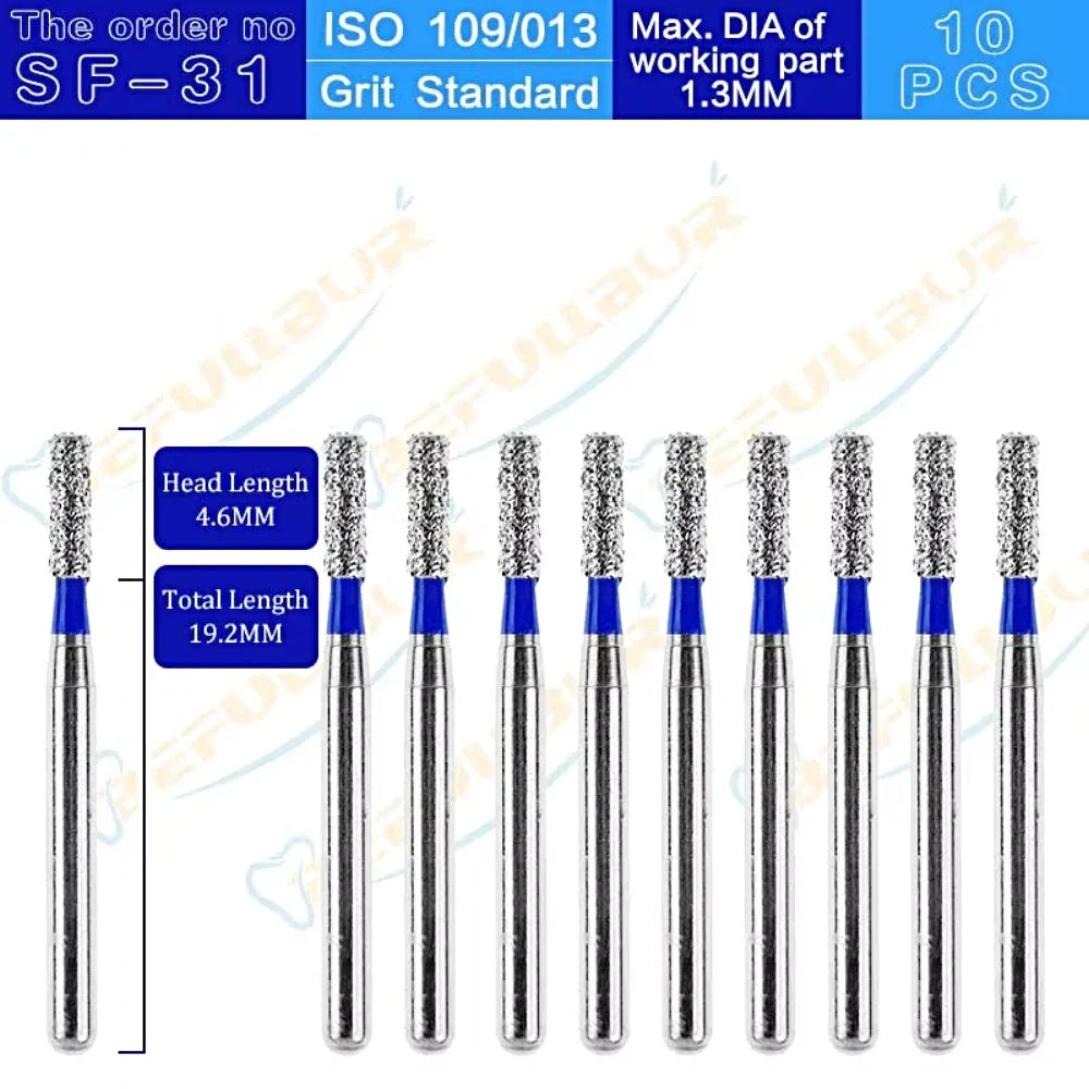 SF ( Straight Flat End ) Type 10PCS Dental Diamond Burs