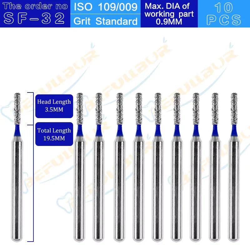 SF ( Straight Flat End ) Type 10PCS Dental Diamond Burs