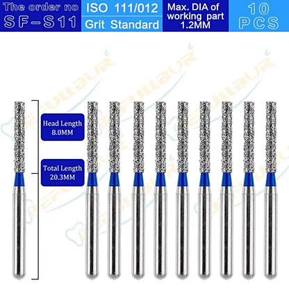 SF ( Straight Flat End ) Type 10PCS Dental Diamond Burs