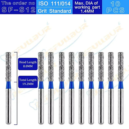 SF ( Straight Flat End ) Type 10PCS Dental Diamond Burs