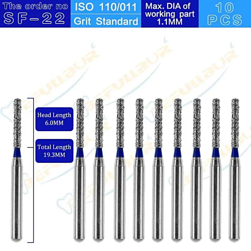 SF ( Straight Flat End ) Type 10PCS Dental Diamond Burs
