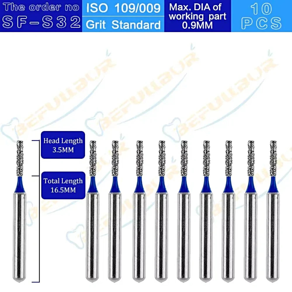SF ( Straight Flat End ) Type 10PCS Dental Diamond Burs