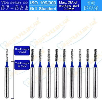 SF ( Straight Flat End ) Type 10PCS Dental Diamond Burs