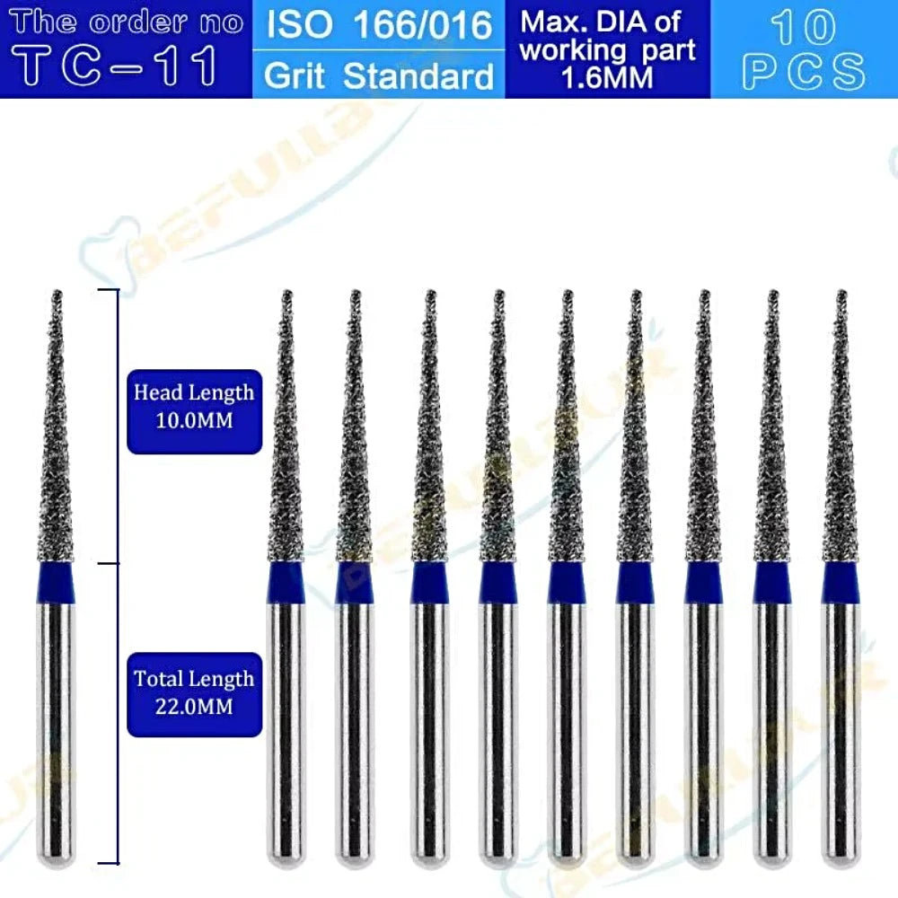 TC ( Taper Conical End ) Type 10PCS Dental Diamond Burs