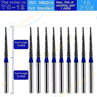 TC ( Taper Conical End ) Type 10PCS Dental Diamond Burs