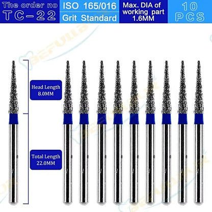 TC ( Taper Conical End ) Type 10PCS Dental Diamond Burs