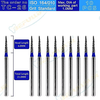 TC ( Taper Conical End ) Type 10PCS Dental Diamond Burs