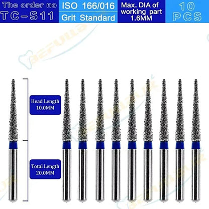 TC ( Taper Conical End ) Type 10PCS Dental Diamond Burs