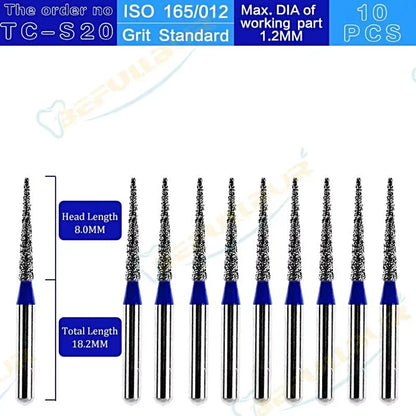 TC ( Taper Conical End ) Type 10PCS Dental Diamond Burs